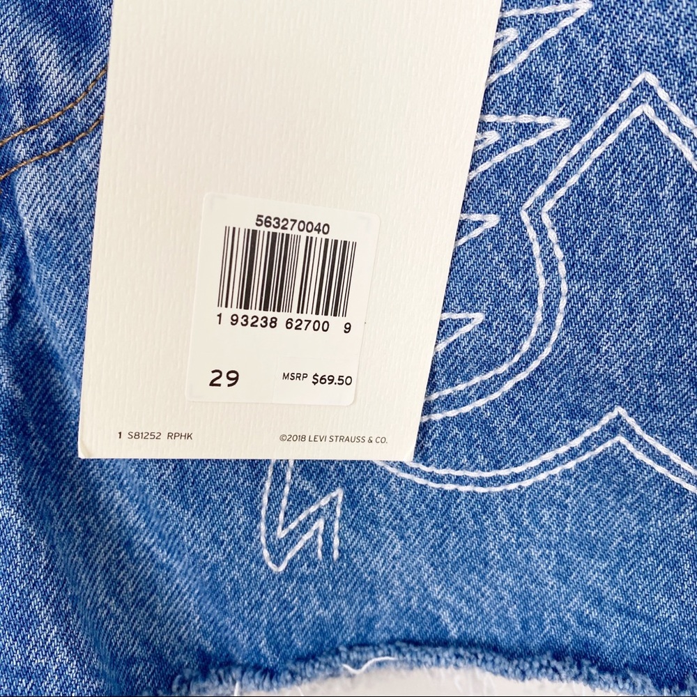 LEVI’S 501 High Rise Embroidered Denim Shorts New - Picture 5 of 9